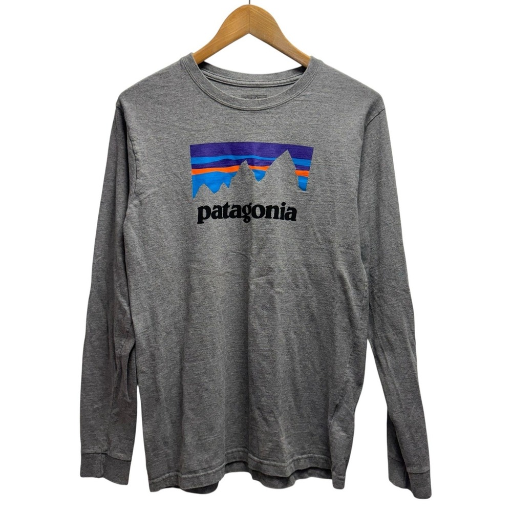 Patagonia Mens Sz Regular Fit Responsibili-Tee Long Sleeve Mountain Gray T-Shirt